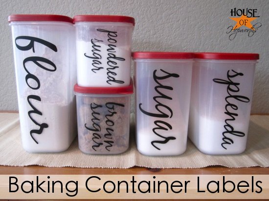 Set of 6-baking Labels for Storage Containers Baking Vinyl Decals