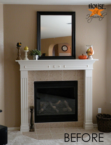 White Moulding Black Mantel, How To Redo A Fireplace Surround