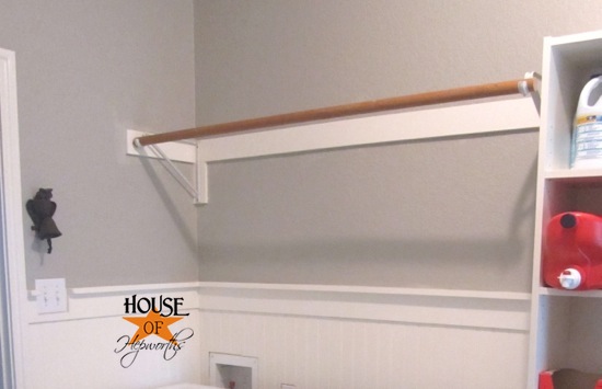 Laundry rod with discount shelf