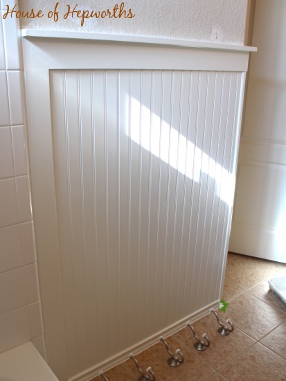 beadboard and hooks in the bathroom - House of Hepworths