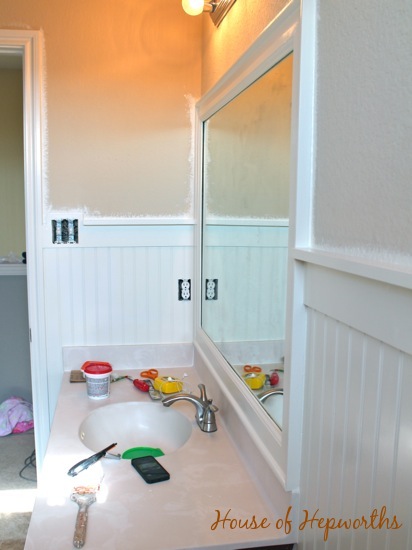 beadboard and hooks in the bathroom - House of Hepworths