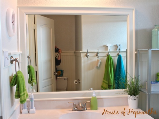 Check out the kids' teal and grass green bathroom makeover - House of ...