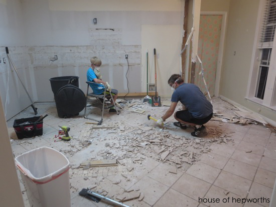 Remove Thinset From A Cement Foundation, How To Demo Tile Floor In Kitchen