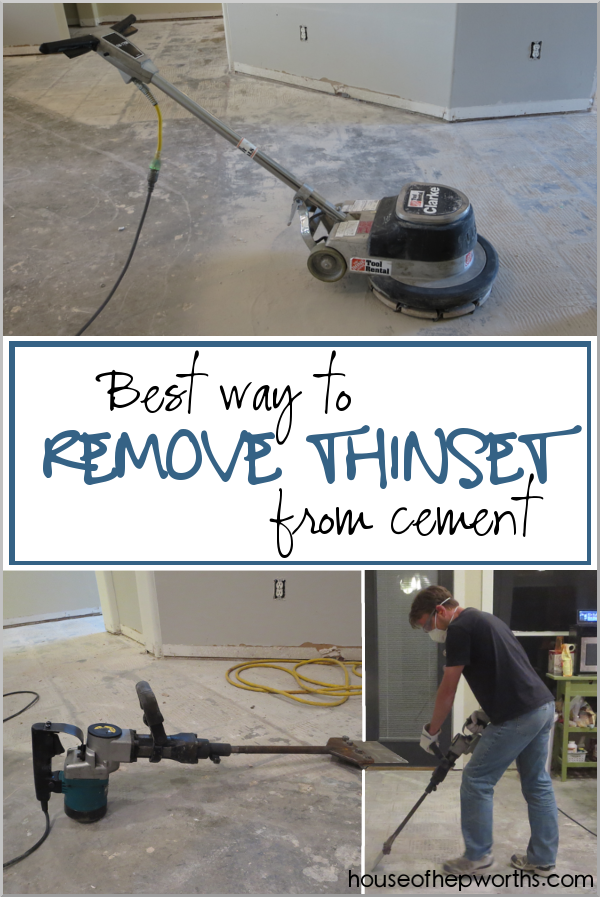 How to remove Thinset from a cement foundation www.houseofhepworths.com