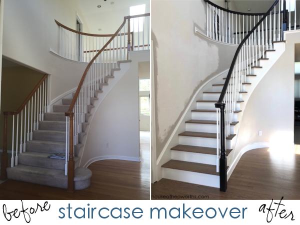 DIY Hardwood Staircase Makeover: Replacing Carpet With Wood Treads On Pie  Steps And Curved Landings - T. Moore Home Interior Design Studio