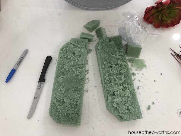 cutting plant foam in half